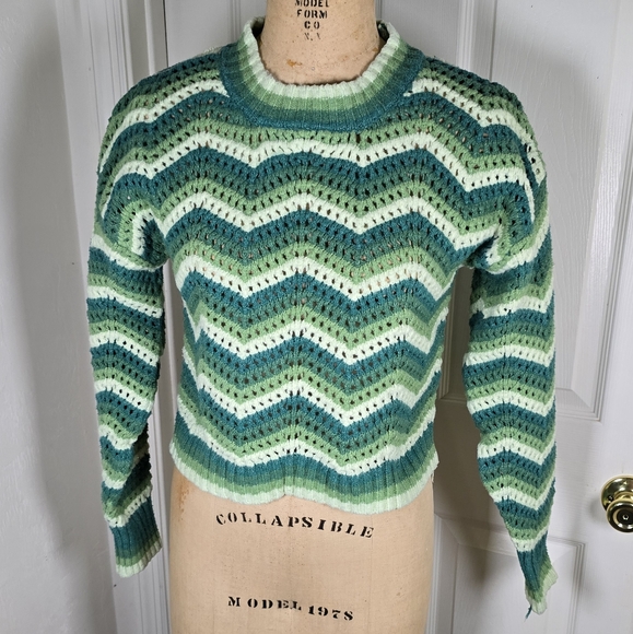 Hippie Rose Sweaters - Hippie Rose Shades Of Green Crop Womens Sweater M‎